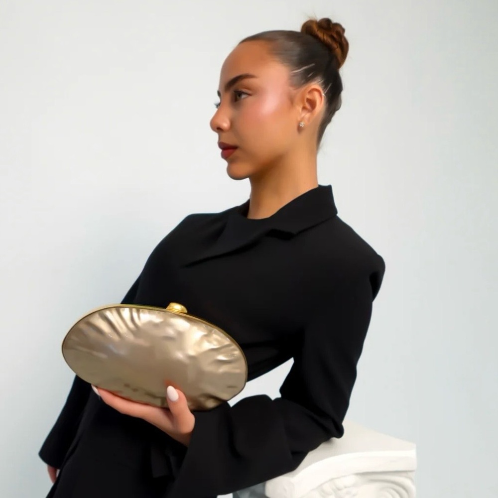 BC BAGS | Metallic Sculpted Clutch | NWT | Statement Evening Bag | Resort Ready
